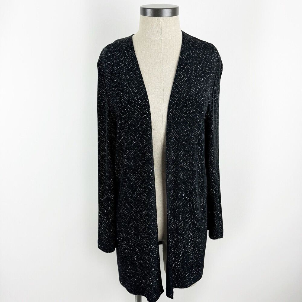 Vintage Filigree LTD Collection Womens Size 8 Black Glitter Open Front Cardigan